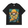 275 GSM Washed T-shirts 100% Cotton Demon Slayer V100 Zenitsu Print Unisex Heavy Cotton T Shirt