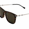 GUCCI Silver metal frame Havana frame Horsebit square frame Metal rectangular sunglasses Unisex couple