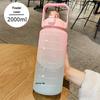 2000ml Stylish Women's Water Bottle with Straw & Scale - Portable for Outdoor & Sports