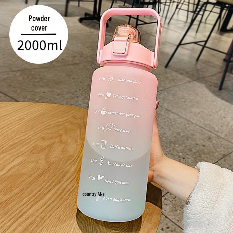 2000ml Stylish Women's Water Bottle with Straw & Scale - Portable for Outdoor & Sports
