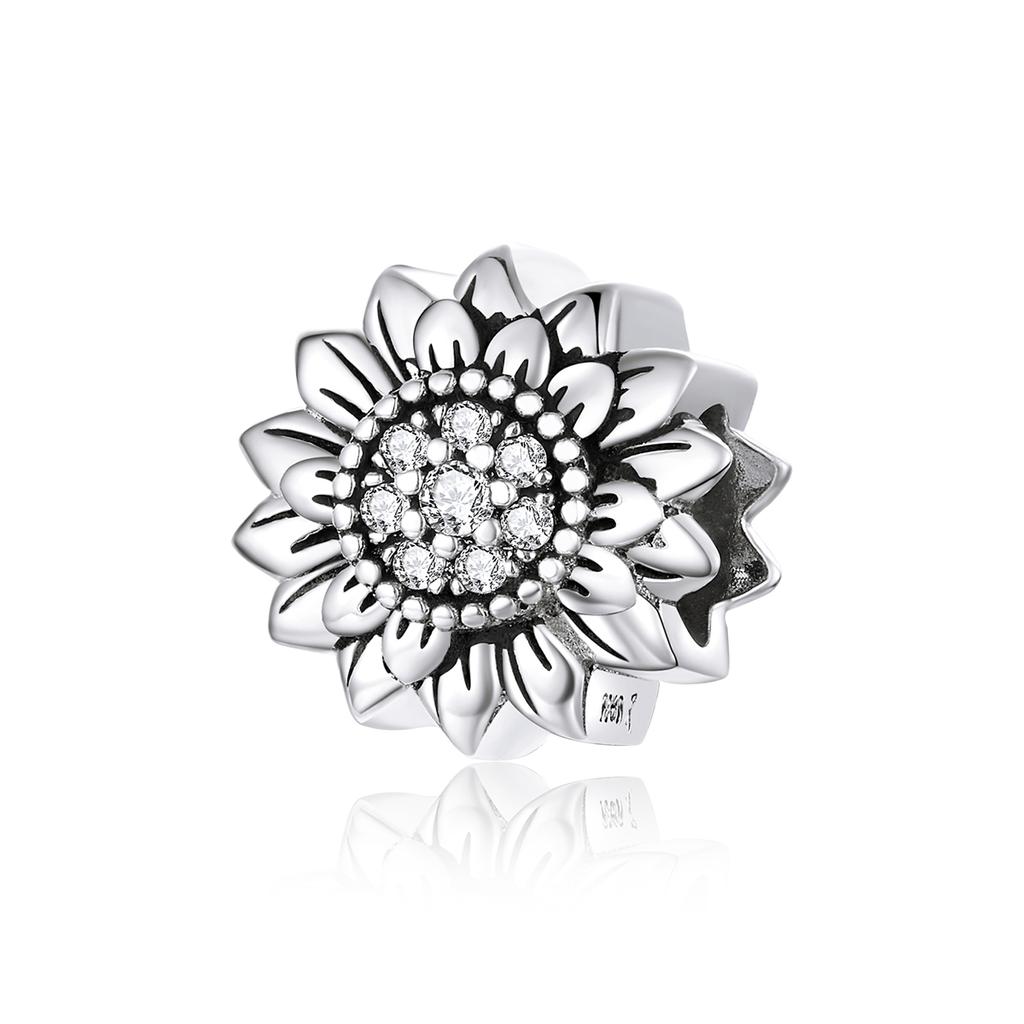 WOSTU Daisy Flower Series Charms 925 Silver Spacer Beads Dangle Charms Fit Bracelets DIY Jewelry