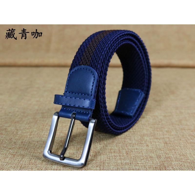 Men'S Elastic Belt, Men'S And Women'S Pin Buckle Elastic Trendy Belt, Canvas Woven Belt, Casual.
