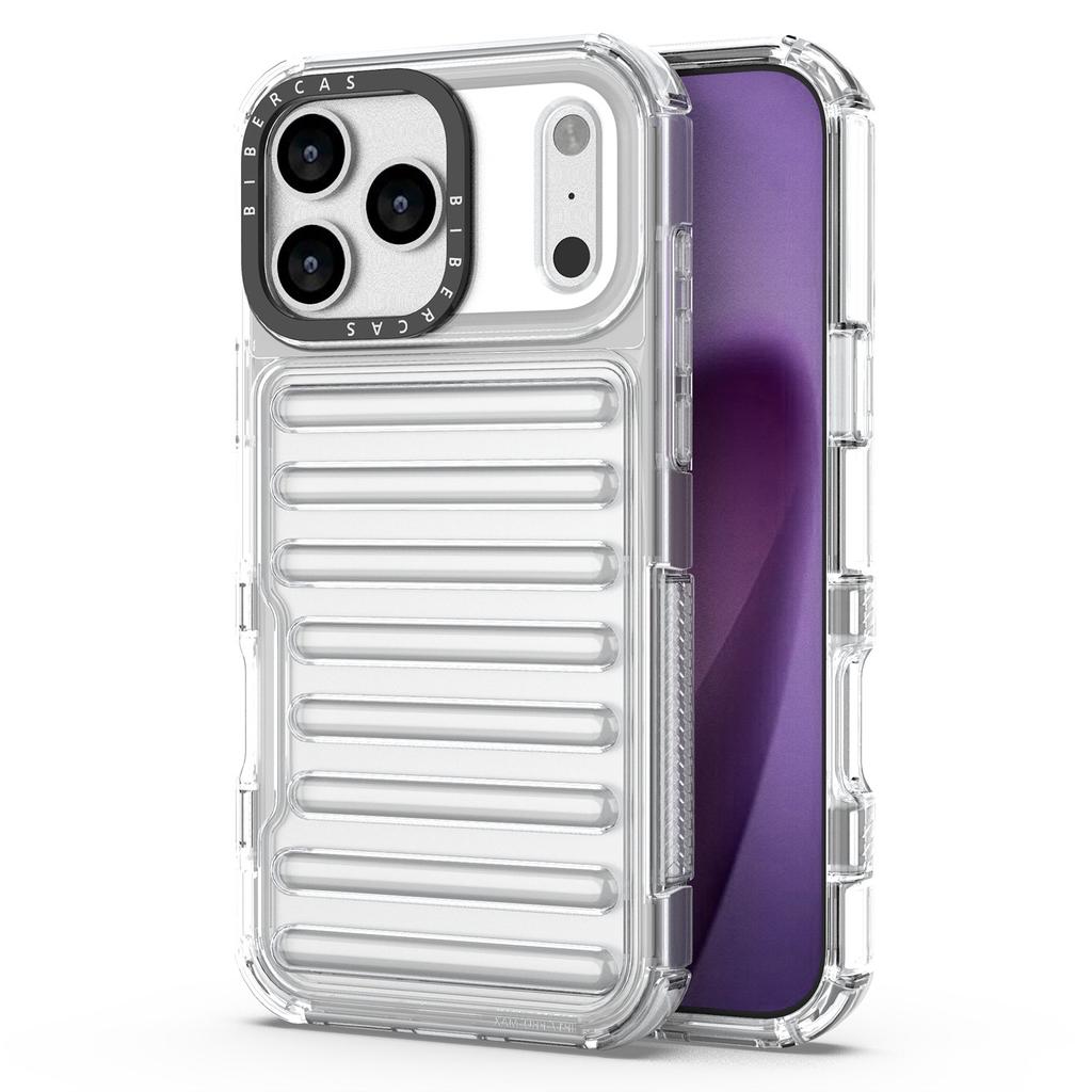 For iPhone 17 Pro Max Case Stripe Design Anti-Slip Detachable TPU+PC Phone Cover