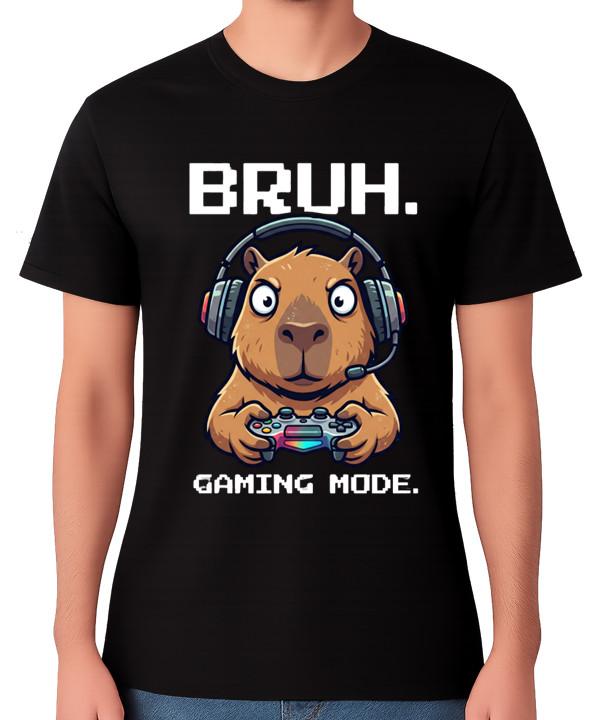 Capybara Bruh T-Shirt Gaming Mode Gamer Funny Top Unisex Tee S разноцветный