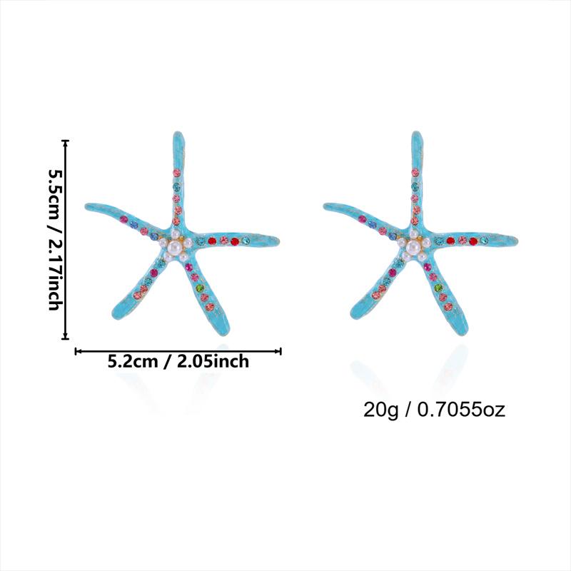 Starfish Stud Earrings For Women Summer Beach Jewelry Boho Crystal Sea Star Earring Vacation Holiday Accessories Gift