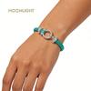 MOONLIGHT Women's Classic Horseshoe Shape Bracelet Genuine Braided Leather Bracelet Female Jewelry Present 11 Colors
