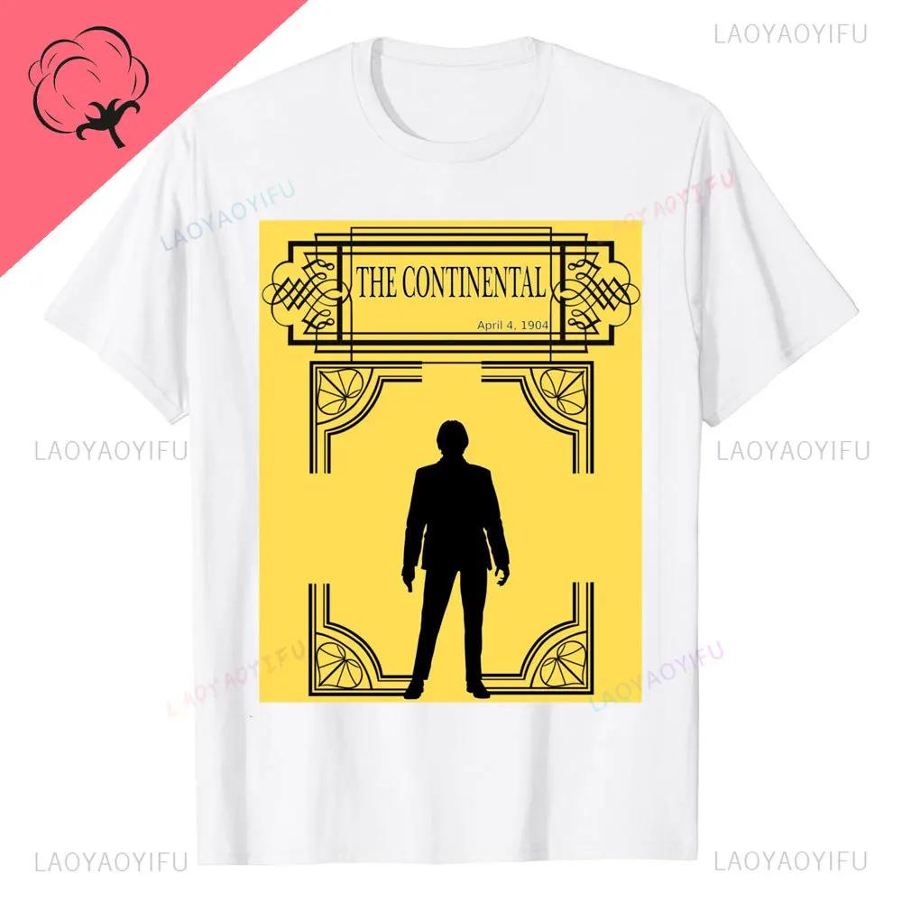 John Wick Movie Printed T Shirt Continental NYC Adult Short Sleeve Action Thriller Vintage Style Graphic Oneck Summer Tees