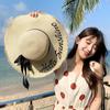 Straw Hat Women Bow Big Eaves Hat Dome Sun Protection Beach Seaside Outdoor English Letter Face Visor