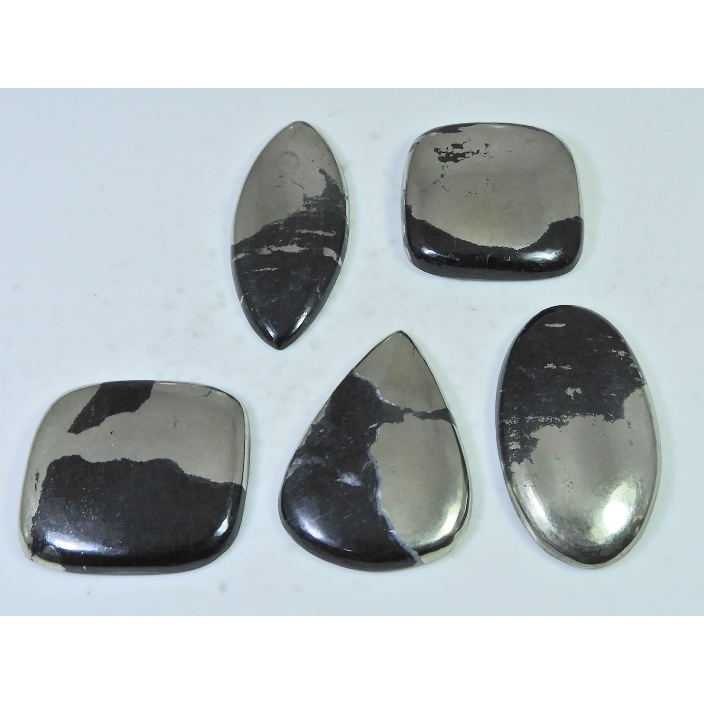 350Cts. Natural Apache Gold Pyrite Mix Cabochon Loose Gemstone 05 Pcs Lot C-1282