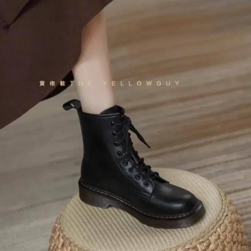 New Platform Walking Shoes for Women Fashion Lace Up Ankle Boots for Women Plus Velvet Boots Outdoor Casual Women's Short Boots