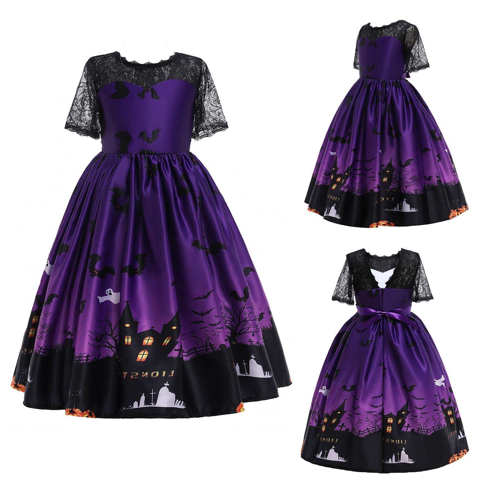 

Kids Child Girls Cartoon Printing Pageant Gown Halloween Party Princess Dress 120