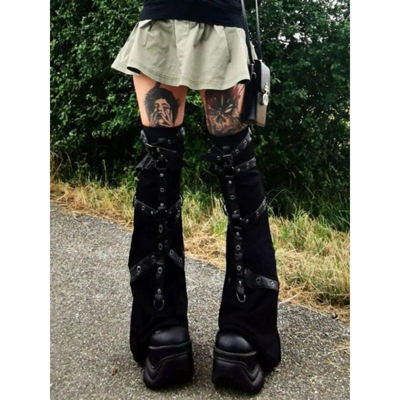 

Темный панк набор носков клеш Темный панк сексуальные расклешенные колготки гетры BLACK S