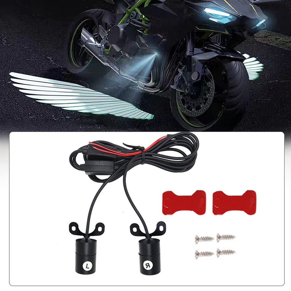 1Pair Motorcycle LED Welcome Light Angel Wings Style Projection Lights For Motorcycle Modified Decorative Lamps Wing Lights