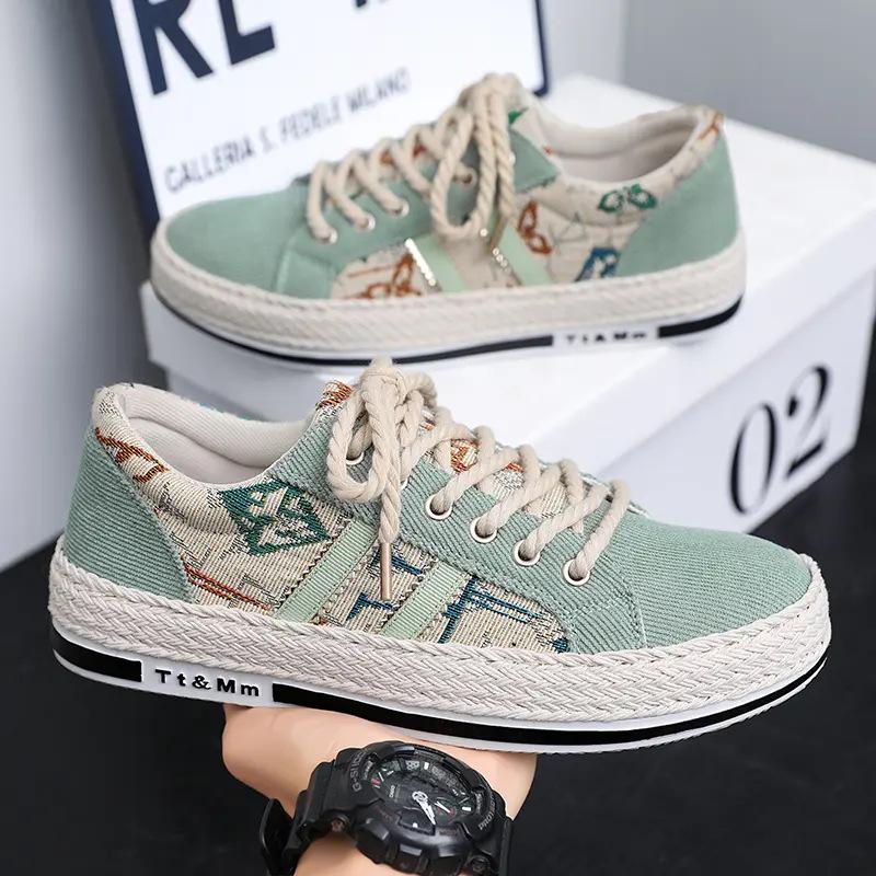 Men's Shoes Fashion Casual Sneakers 2025 Spring New Trendy Korean Lace-Up Comfortable Non Slip Canvas Student Skateboard Shoes
