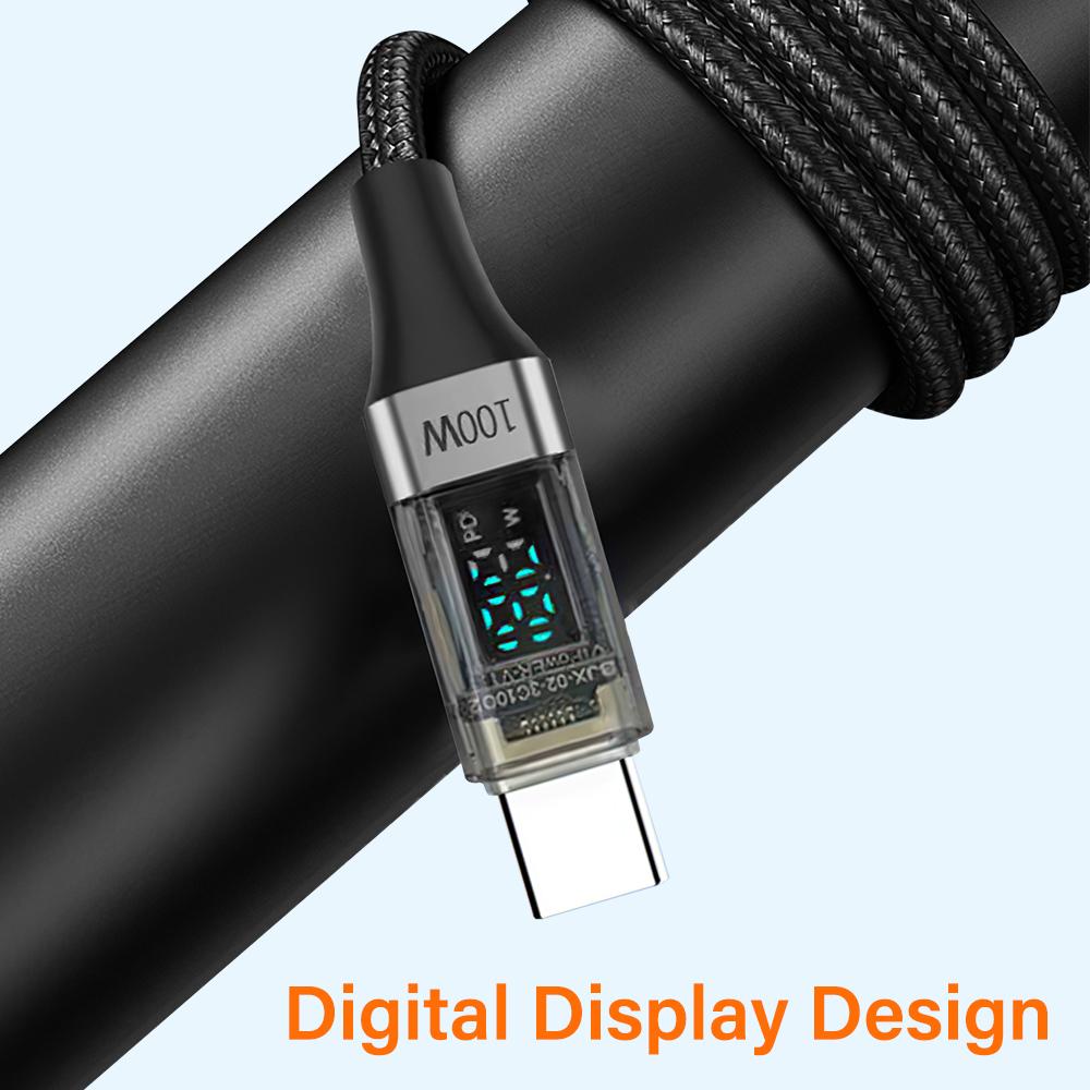 USB C Cable PD 100W Digital Display USB C To C Data Cord 0.5M/1M/2M Quick Charge Type-C Charging Line for Mobile Phone Laptop