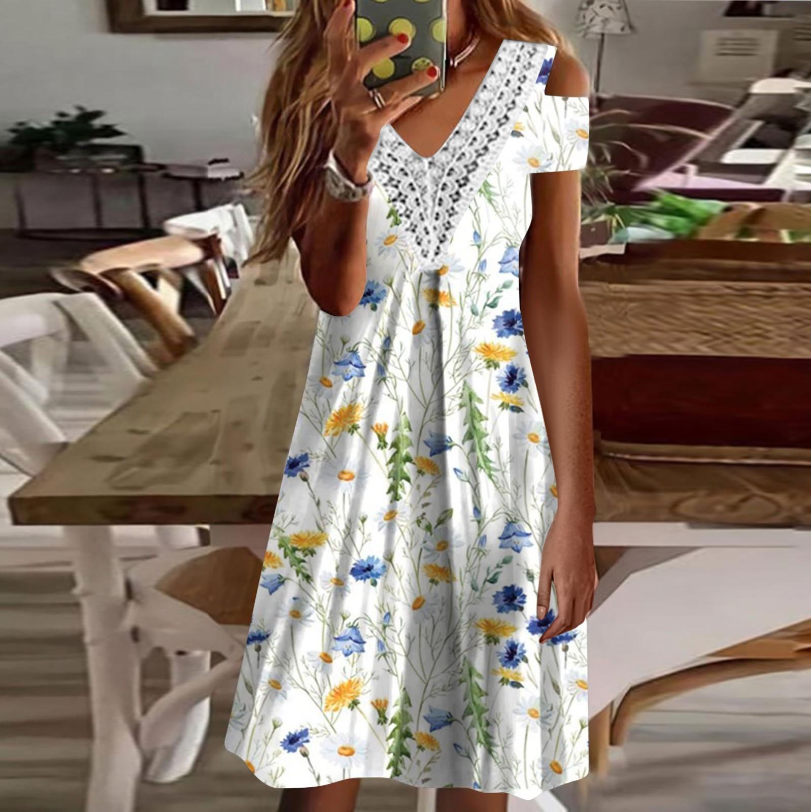 

Женское кружевное платье с короткими рукавами из искусственного хлопка с принтом XXL жёлтый