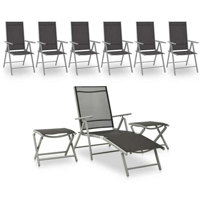 Maison Exclusive - Salon de jardin 9 pcs Noir et argenté