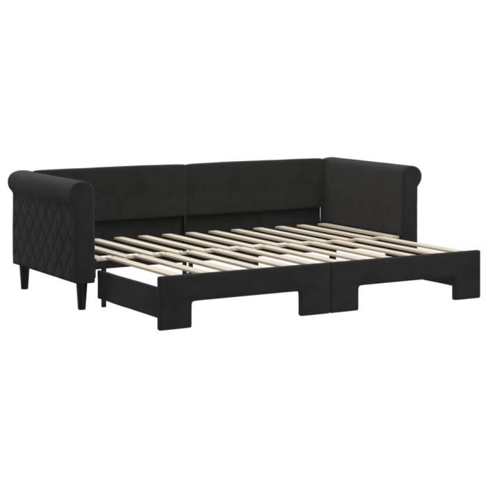 VidaXL Daybed with Trundle Bed Black 80x200 Cm Velvet 3197768