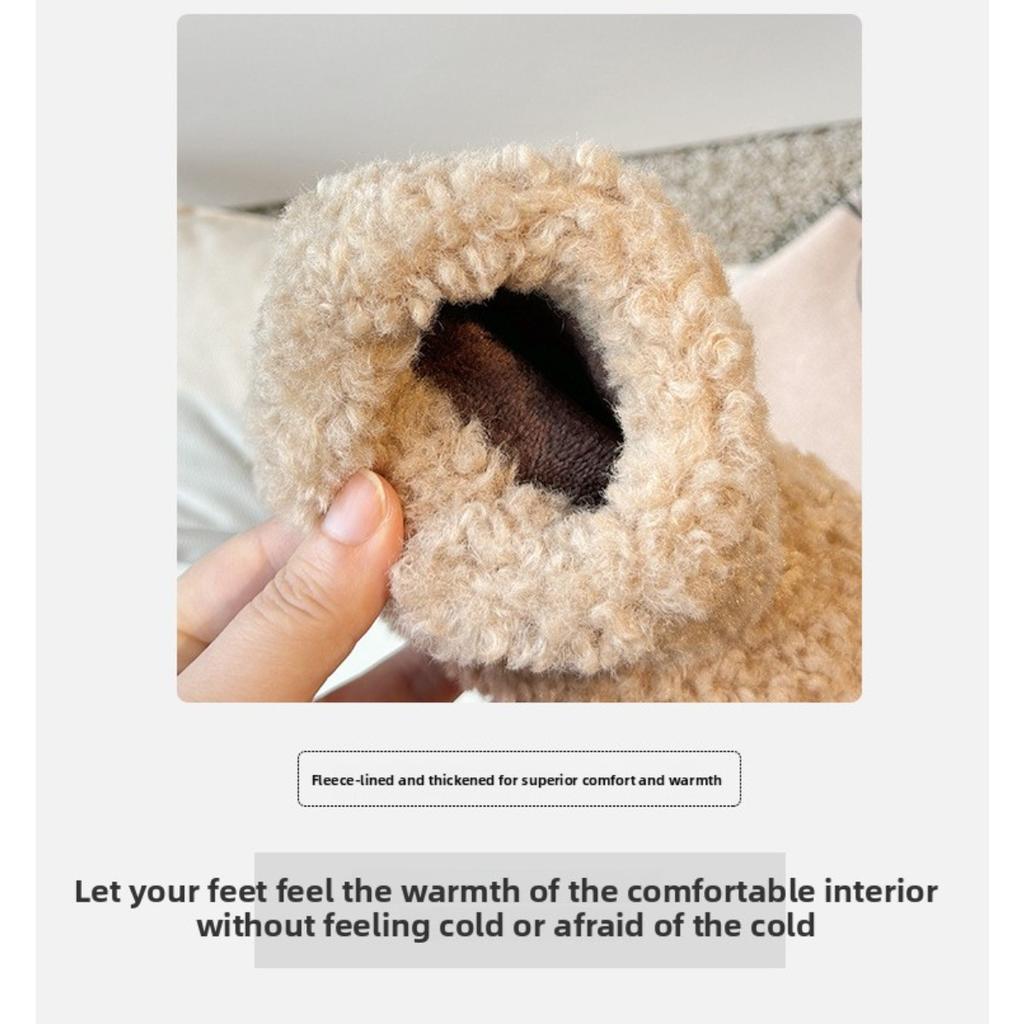 Winter New Style Girls' Lamb Fashion Children's Hairy Shoes Boys' Plush Boots Warm Short Boots Children's Shoes