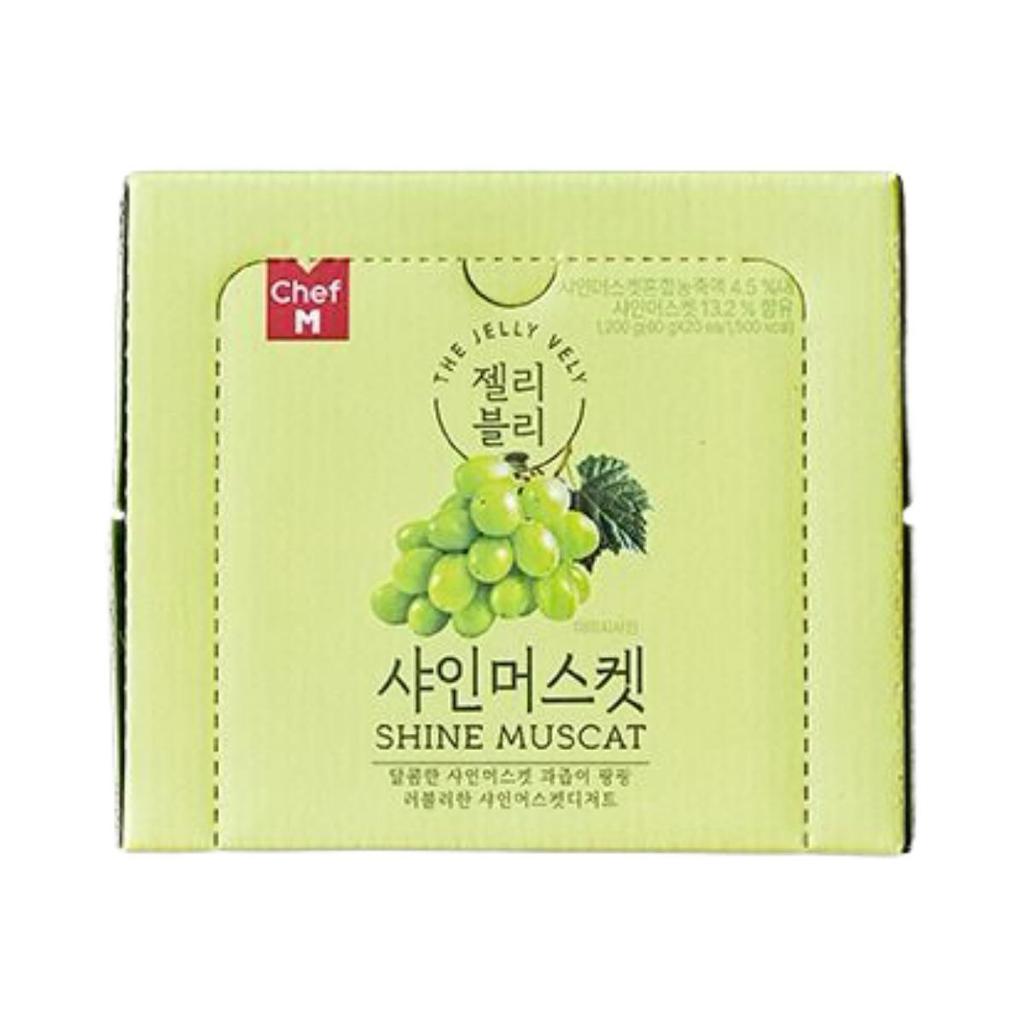JellyVely Fruit Jelly Mega Pack Shine Muscat Sweet Chewy Refreshing Dessert Snack 1200g (60g X 20 Packs)