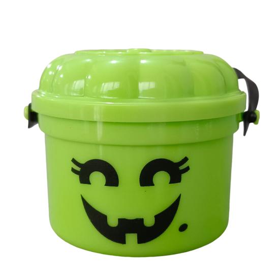 Halloween Trick or Treat Buckets with Handle Portable Plastic Candy Holder Small Pumpkin Pail for Children Halloween Party Supplies