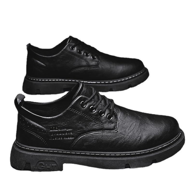Leather Shoes Men's Korean Version Trend Versatile Business Dress British Small Leather Shoes Autumn New Youth Black
