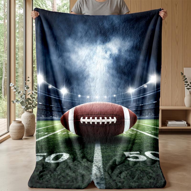 American Football and Lightning blanket Personalized Name Flannel Blanket Soft Cozy Plush Throw for Sofa Bed Lightweight Home Decor
