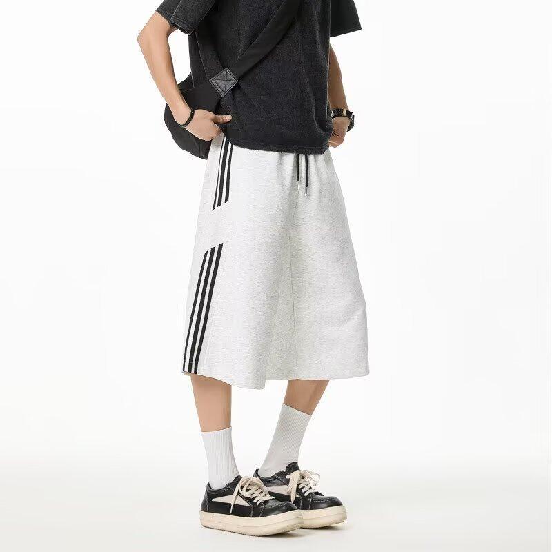 Amerikanische Cropped Hosen Herren Frühling und Sommer Weites Bein Locker Mittellange Hosen Freizeit Sport 7/8 Hosen Jungen Über dem Knie Shorts
