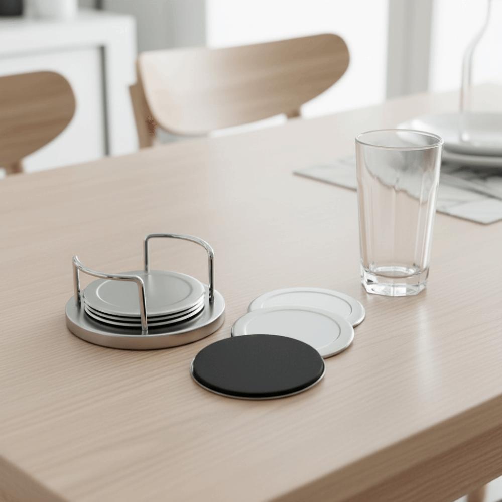 6 Stück Runde Edelstahl-Untersetzer Rutschfeste Getränkeunterlage Minimalistische Tassenunterlage Wohnzimmer
