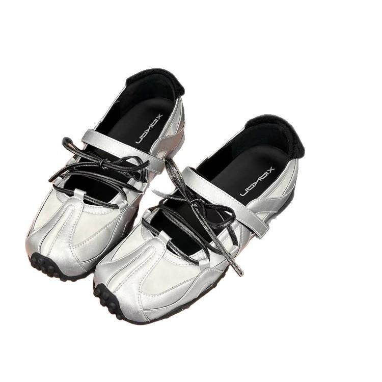 Inner Height Increase 5cm Mary Jane Women's Shoes 2025 Summer New Casual Sports Shoes Round Head Shallow Mouth Ballet Shoes Tide