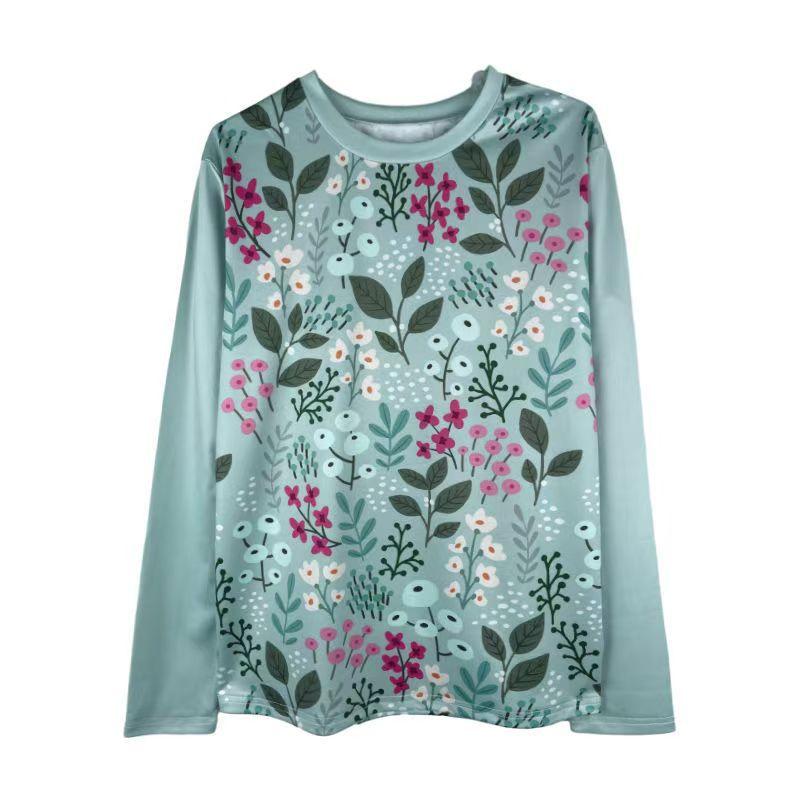 2025 base fashion foreign style new long-sleeved tie-dye foreign trade printing T-shirt, long-sleeved T-shirt slim-fit loose top