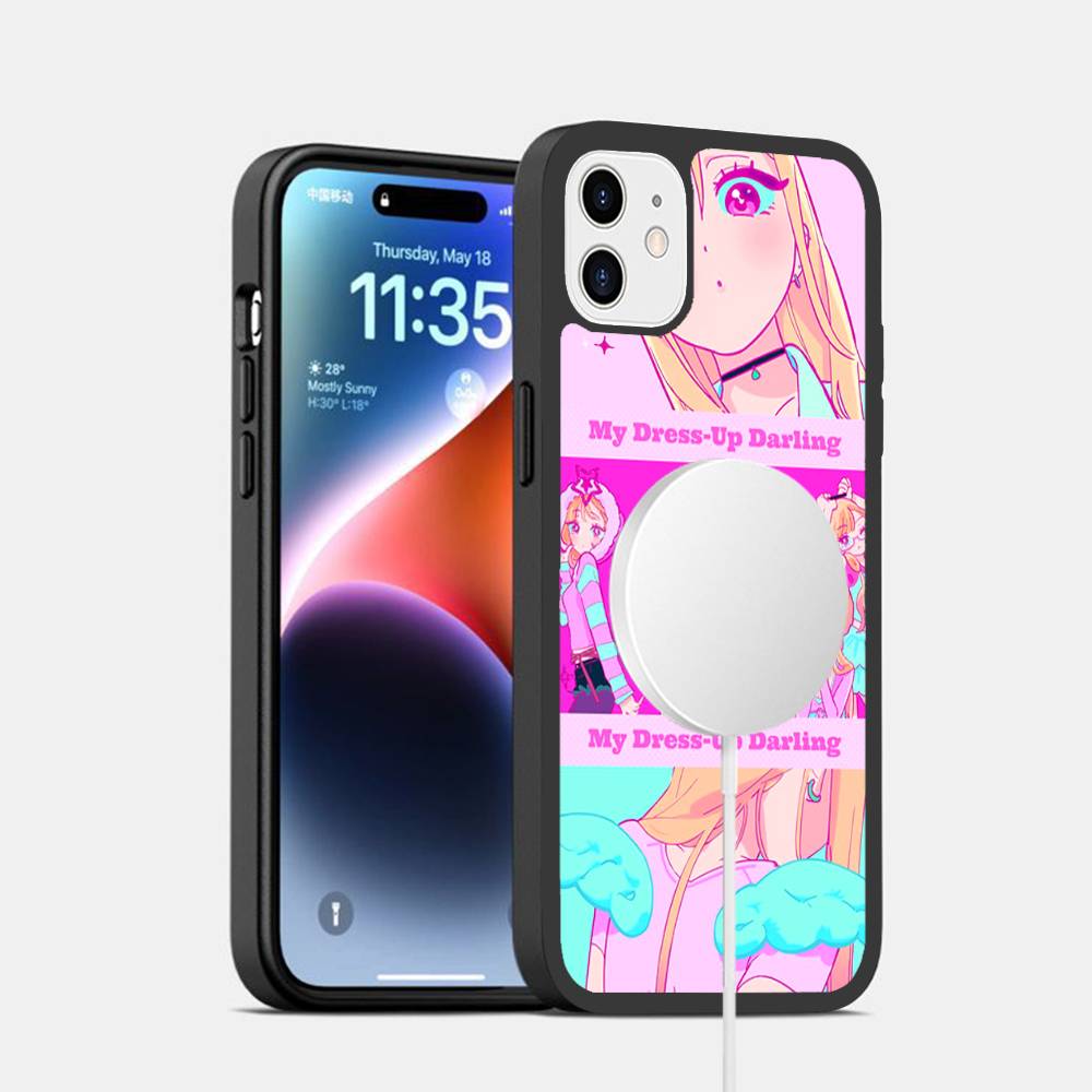 

Anime My Dress-Up Darling Black For Magsafe Magnetic Phone Case For iPhone 16 15 17 Pro Max 11 12 13 14 Plus Cover iPhone 16