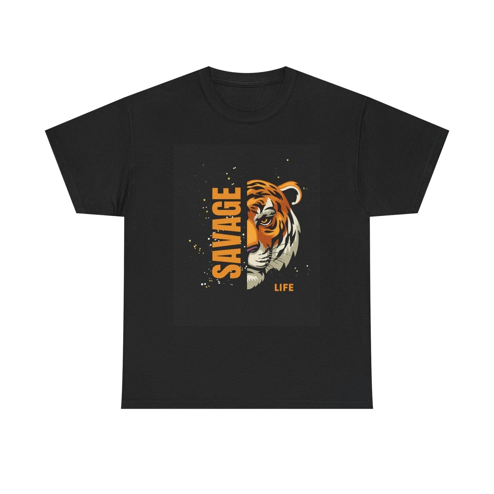 

Savage Life Tiger Unisex Heavy Cotton Tee, Cool Graphic T-Shirt, Gift for [...] XL