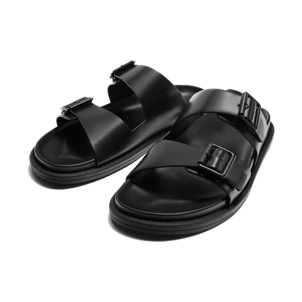 Zara Round Toe Slip-On Rubber Sole Silent Slide Sandals Men Sandals Black 2700120800