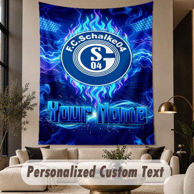 Custom Text Tapestry Schalke 04 FC Print Wall Tapestry Indoor Living Room Wall Decor