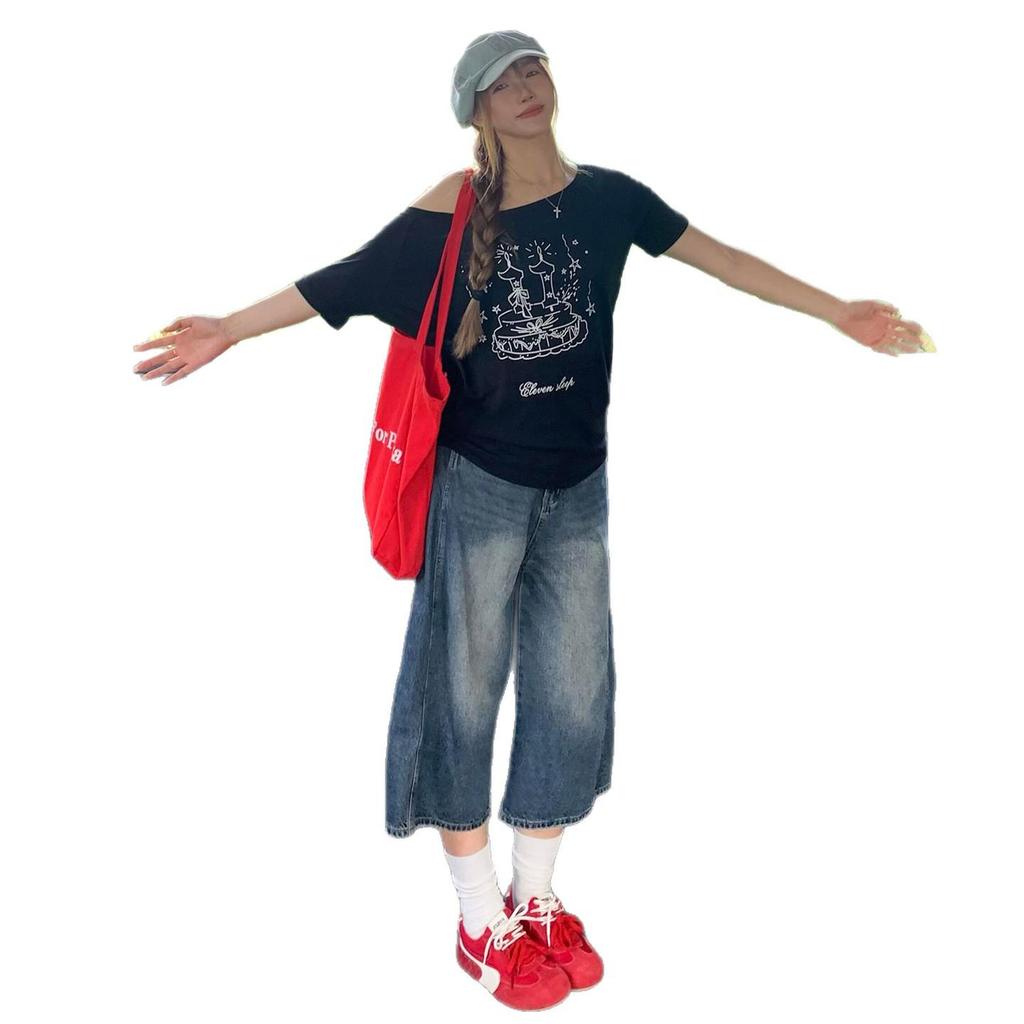 Women's High-Waisted Retro Wide-Leg Cropped Jeans In Deep Indigo