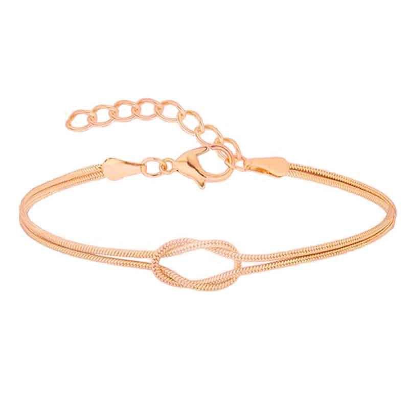 Love Knot Bracelets for Women 14K Gold Plated Dainty Snake Chain Infinity Bracelet Adjustable Stainless Steel Jewelry Gifts