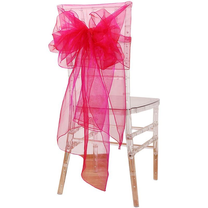 Sheer Organza Chair Sashes 275cm Wedding Chair Bows Back Veil Chair Cover Sashes for Bridal Shower Party Banquet Event 10Pcs Set