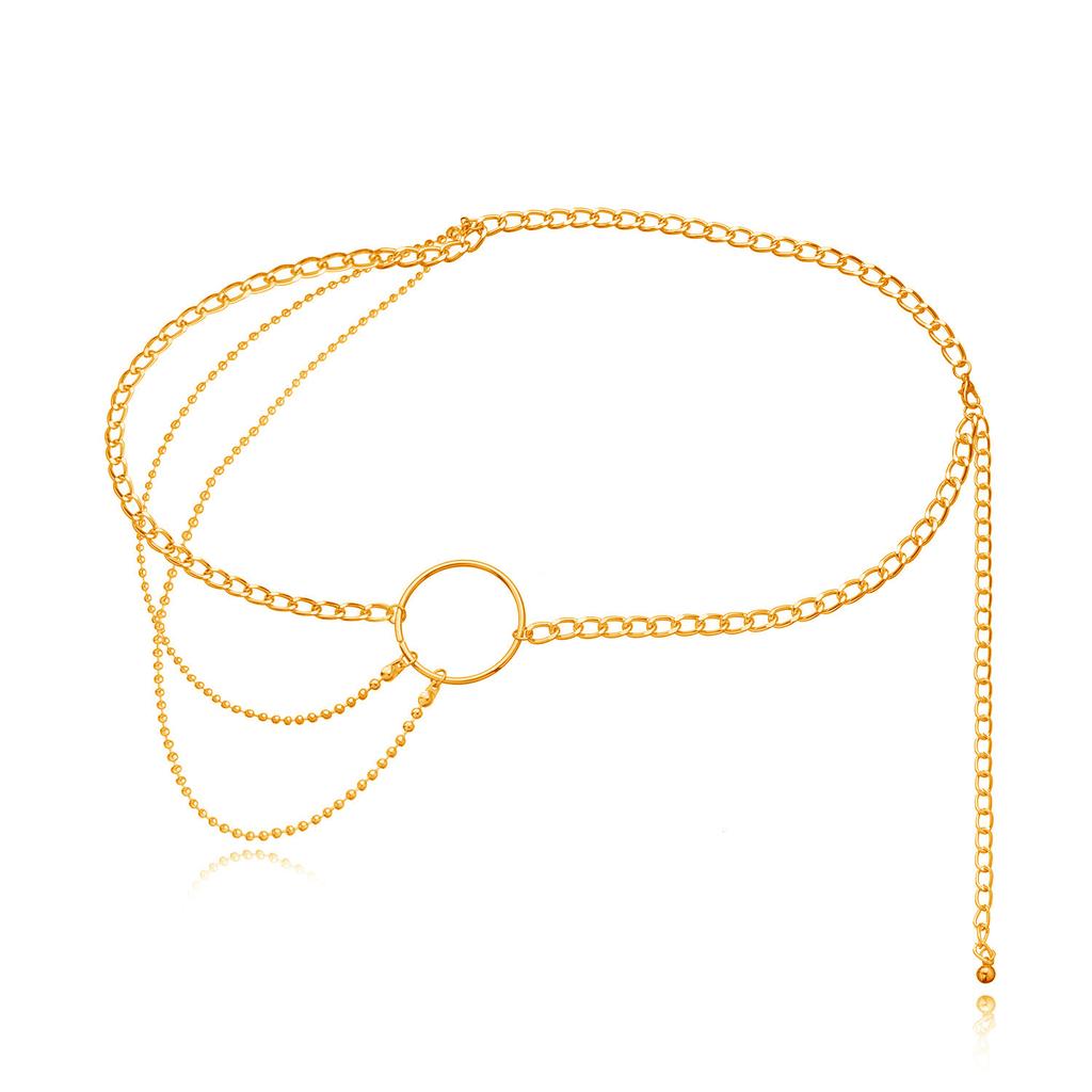 Aluminum Alloy Exaggerated Ring Alloy Accessories Body Chain, Women's Sexy Metal Waist Chain