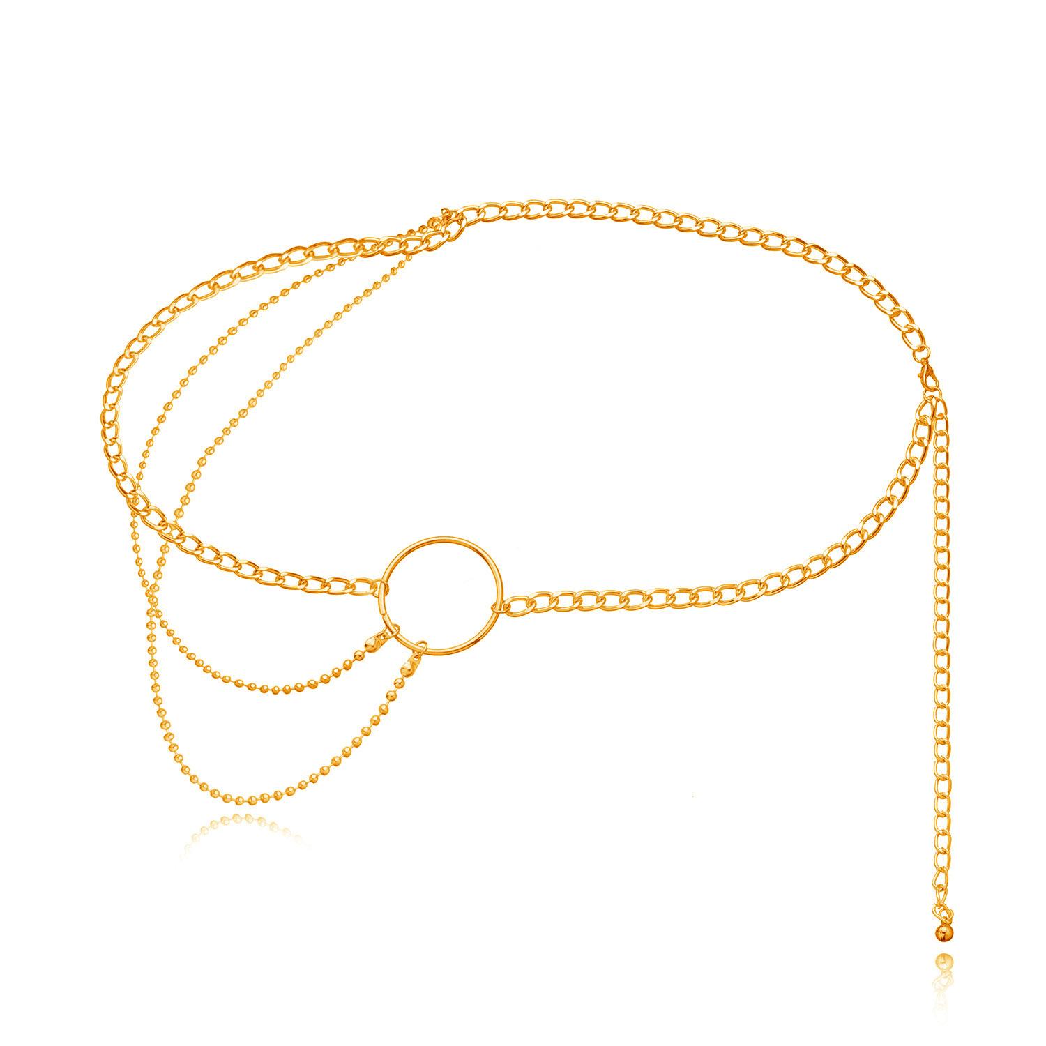 Aluminum alloy exaggerated ring alloy accessories body chain, women s sexy metal waist chain