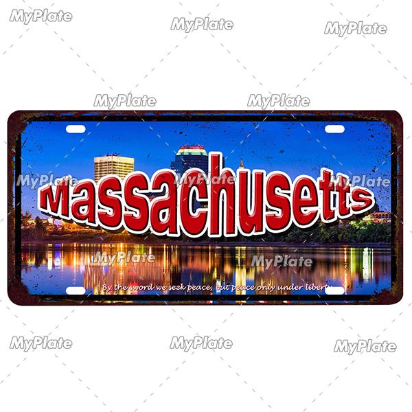 [MyPlate]Vintage America State USA City Licenses Plate Metal Sign Tin Sign Poster Plaque Decor Bar Pub Club Home Wall Decoration