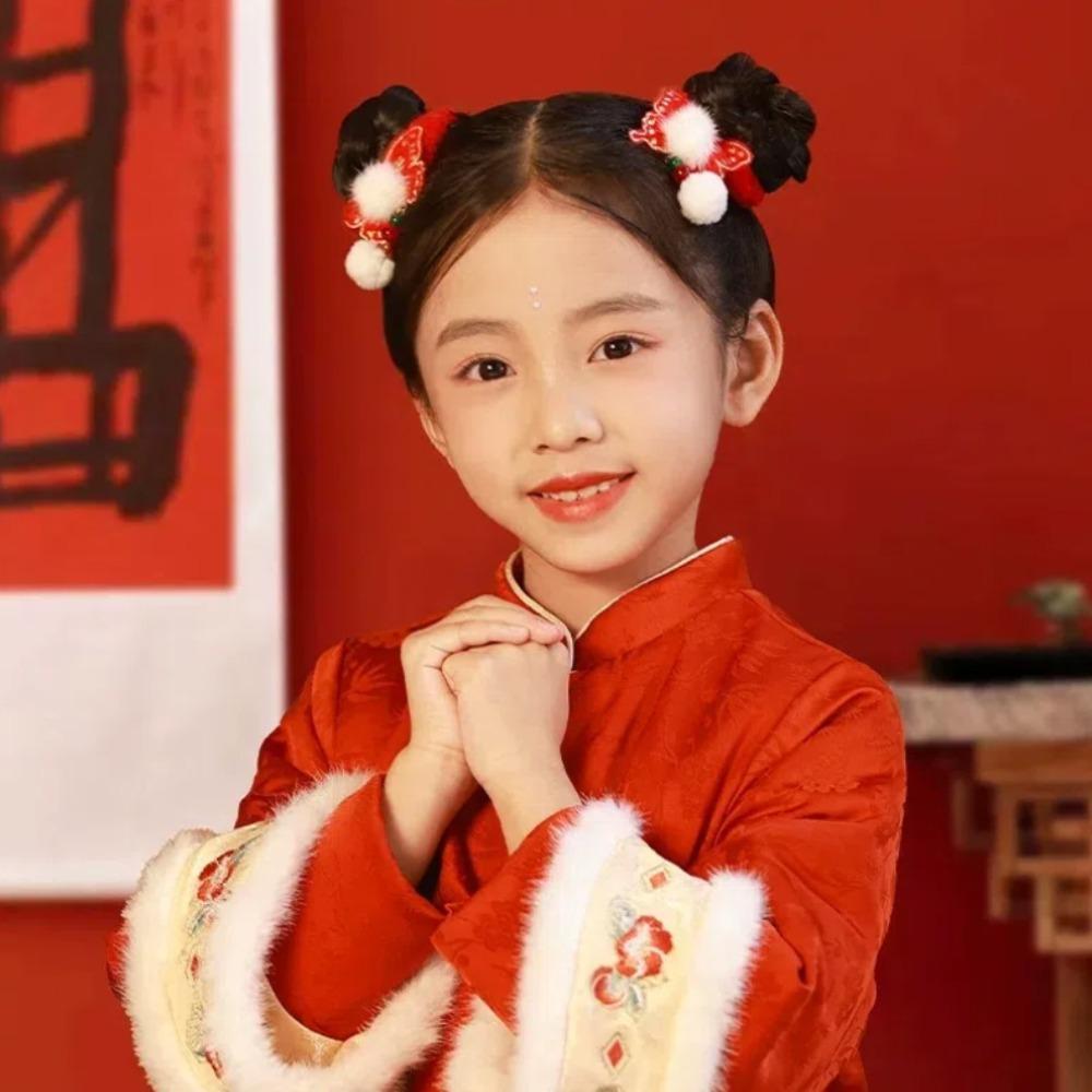 Tangpak Nieuwjaar Haar Touw Rode Paardenstaart Houder Rode Strik Haar Ring Hanfu Hoofddeksel