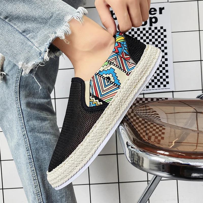 Fashion Men Casual Shoes Breathable Vulacnized Shoes Loafers Sneakers Outdoor Comfort Slip On Flat Canvas Shoe Adult Moccasins Zapatos