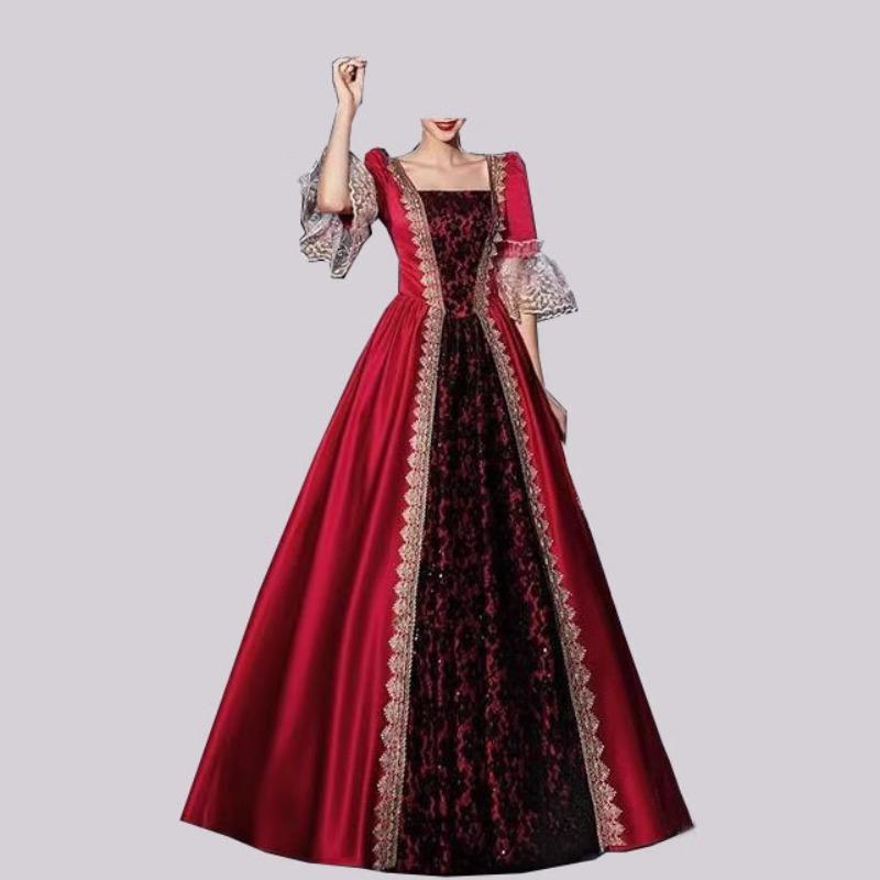 Women's Medieval Renaissance Dress Vintage Royal Court Gown Stage Performance Costume