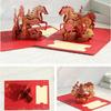 Elegant Popup Horse Greeting Card For 2026 Chinese New Year Elegant Gold Foils Card For Festive Celebration