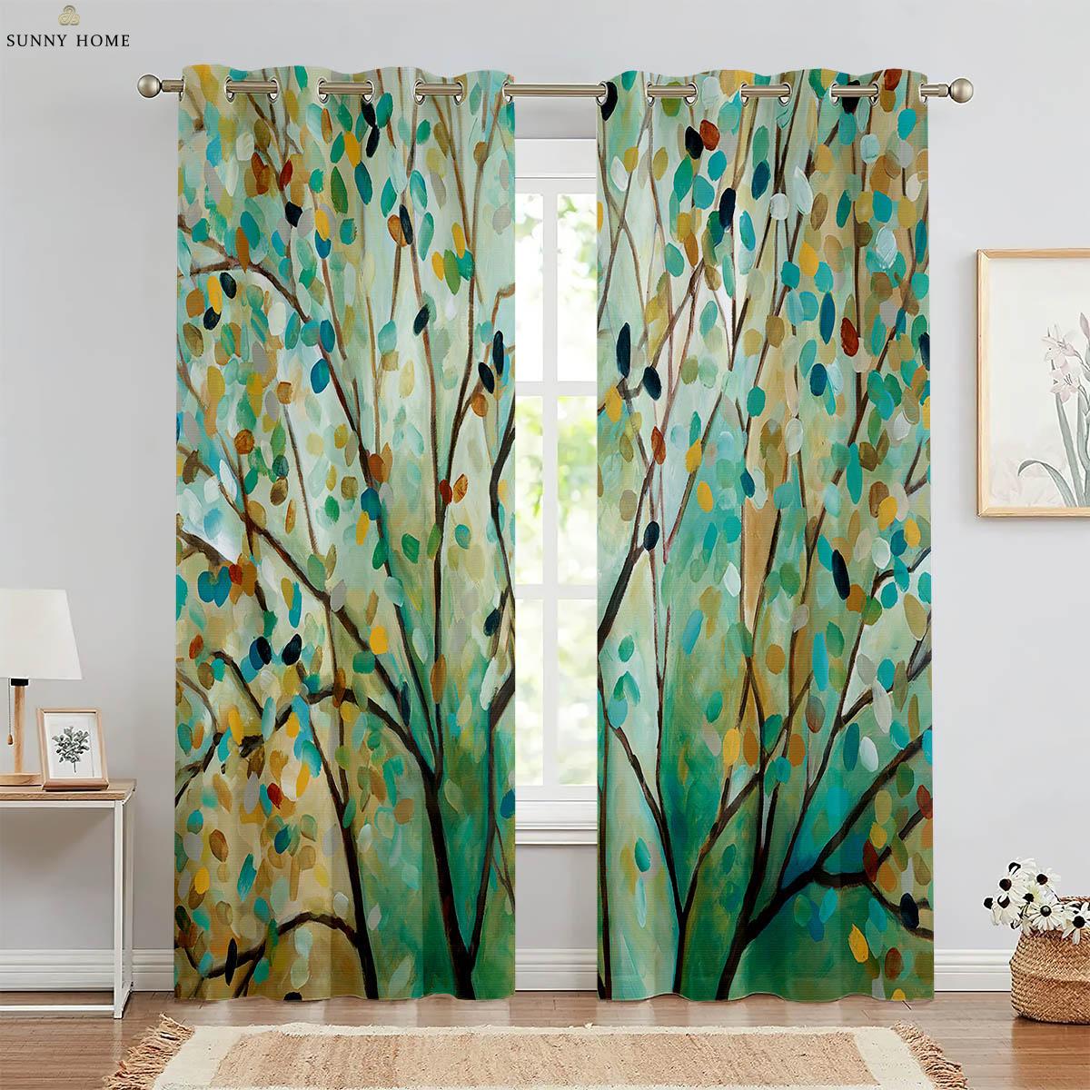 

Пейзаж Картина маслом Искусство Печатные Шторы Подходит Для Спальни Общежития Студии Гостиной Декоративные Шторы Легко Стирать W110xH240(CM)x2PCS&Grommet Top