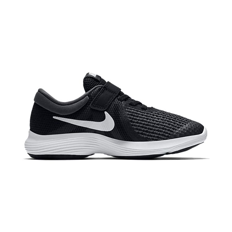 Nike Revolution 4 Velcro Sports Shock Absorbing Durable Low Top Kids Running Shoes Kids Sneaker Black White 943305-006