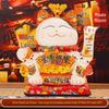 Automatic Waving Ceramic Lucky Cat Figurine - Perfect for Housewarming, Cash Register, or Living Room Decor