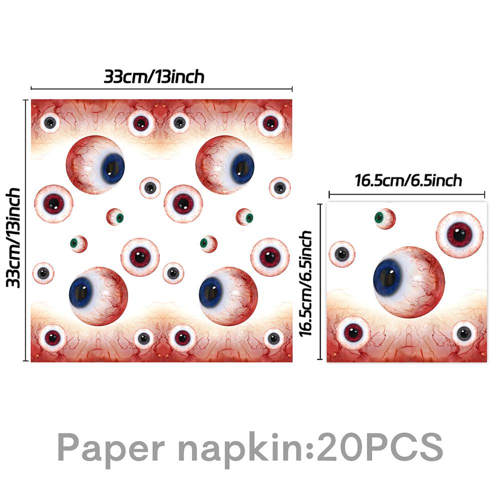 Halloween Eyeball Theme Party Supplies Set Scary Disposable Tableware Kit Plates/Napkins/Banner/Tablecloth Decor All-in-One Pack