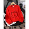 Kids Sweatshirt Crewneck Sweatshirt - Cat Face with Closed Eyes And Meow Text Machine Washable, Spring And Autumn